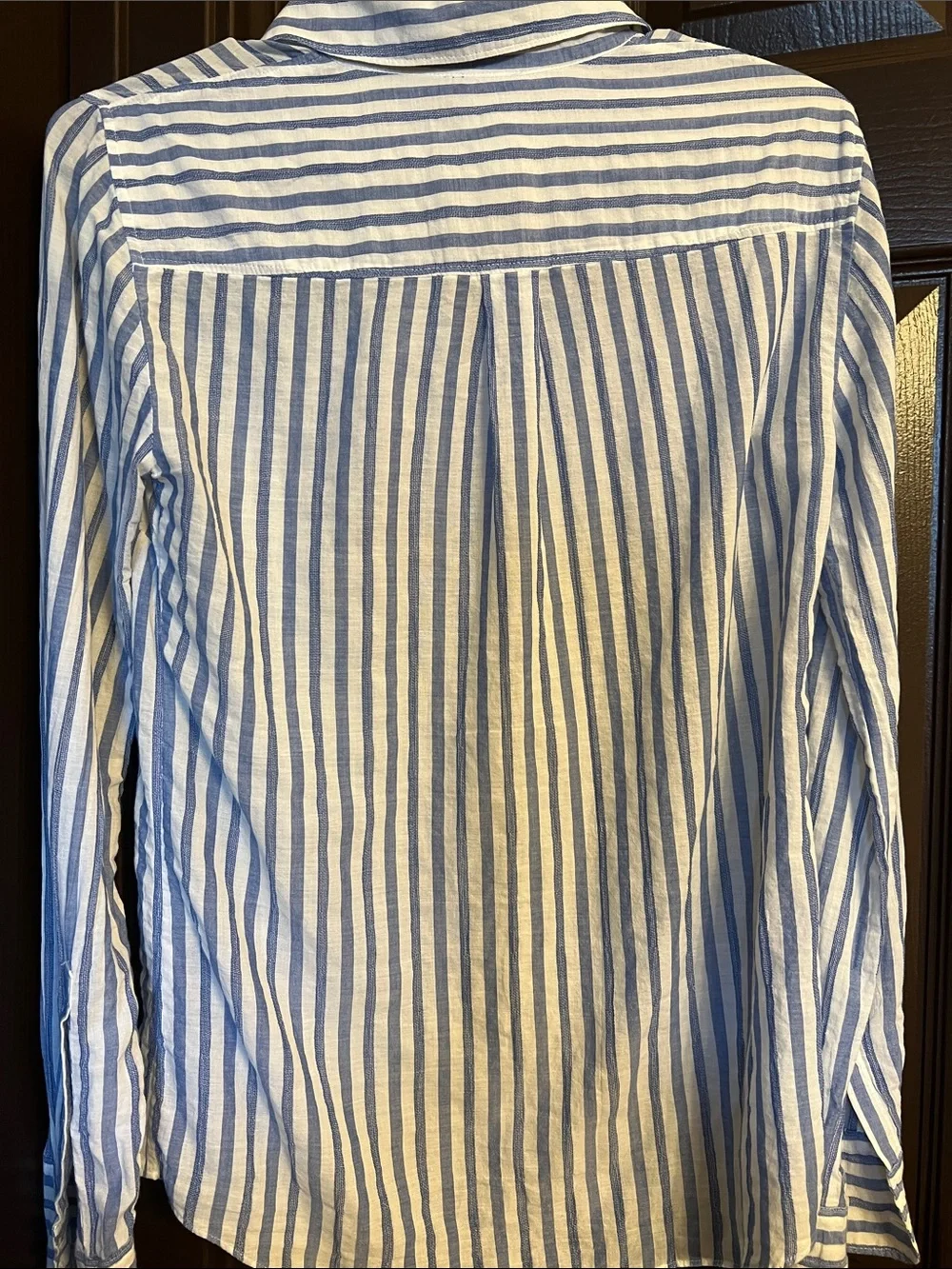 J. Crew Blue and White Vertical Stripe Button-Front Shirt